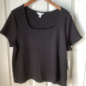 TIME AND TRU: black short sleeve square neck top XXXL 22